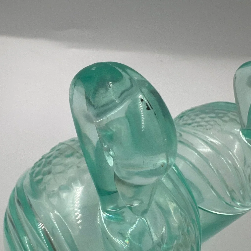 Vintage Aqua Plastic Double Vanity Canister Figural Swan Lids Retro Organizer